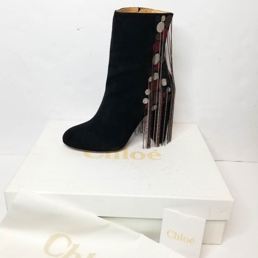 Chloe Bead Fringe Suede‎ Ankle Boots - Picture 3 of 12